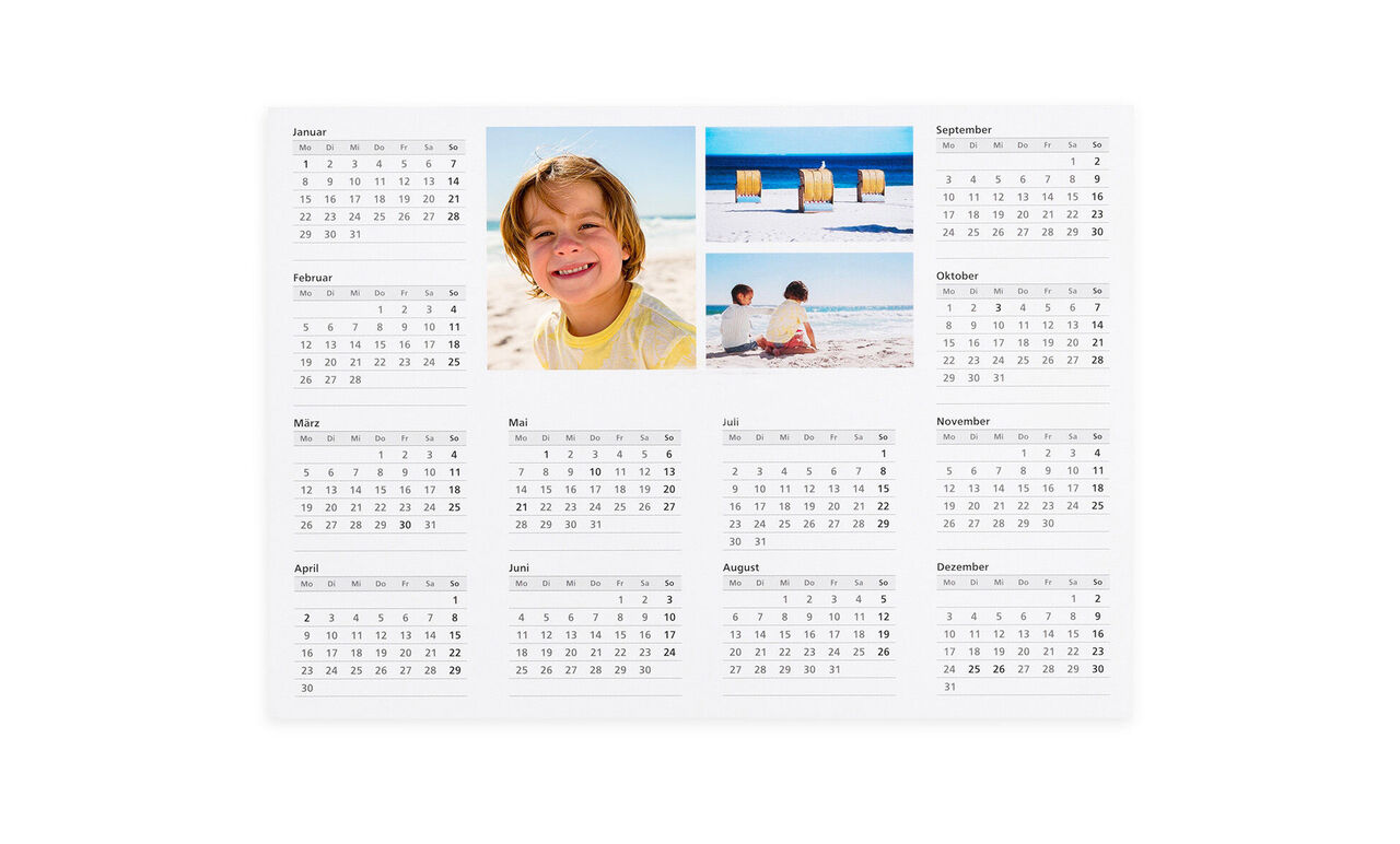 Calendrier annuel avec vos photos, planning annuel