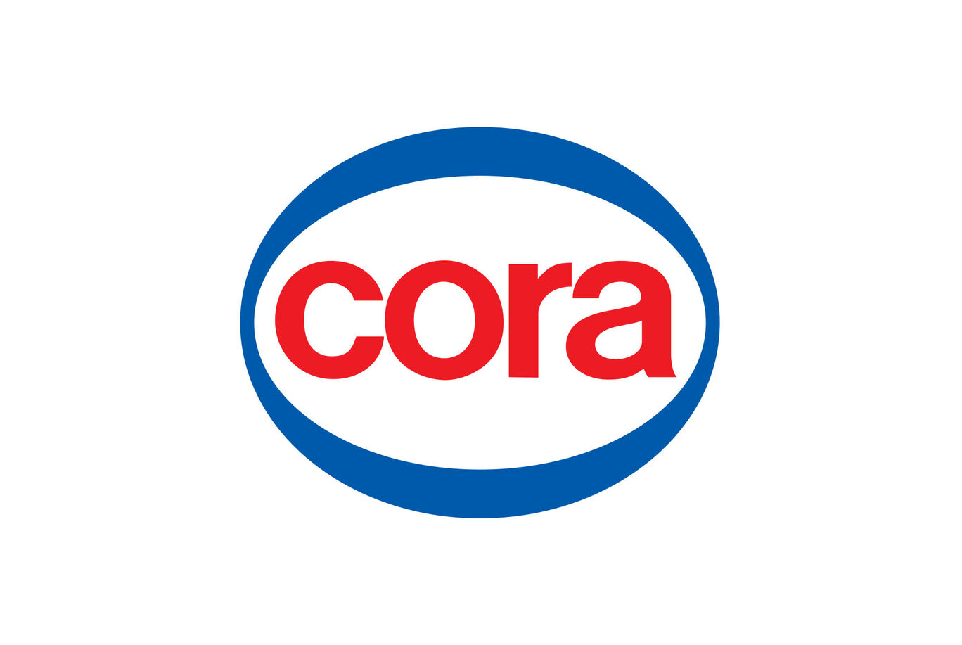 Logo de Cora en rouge et bleu.