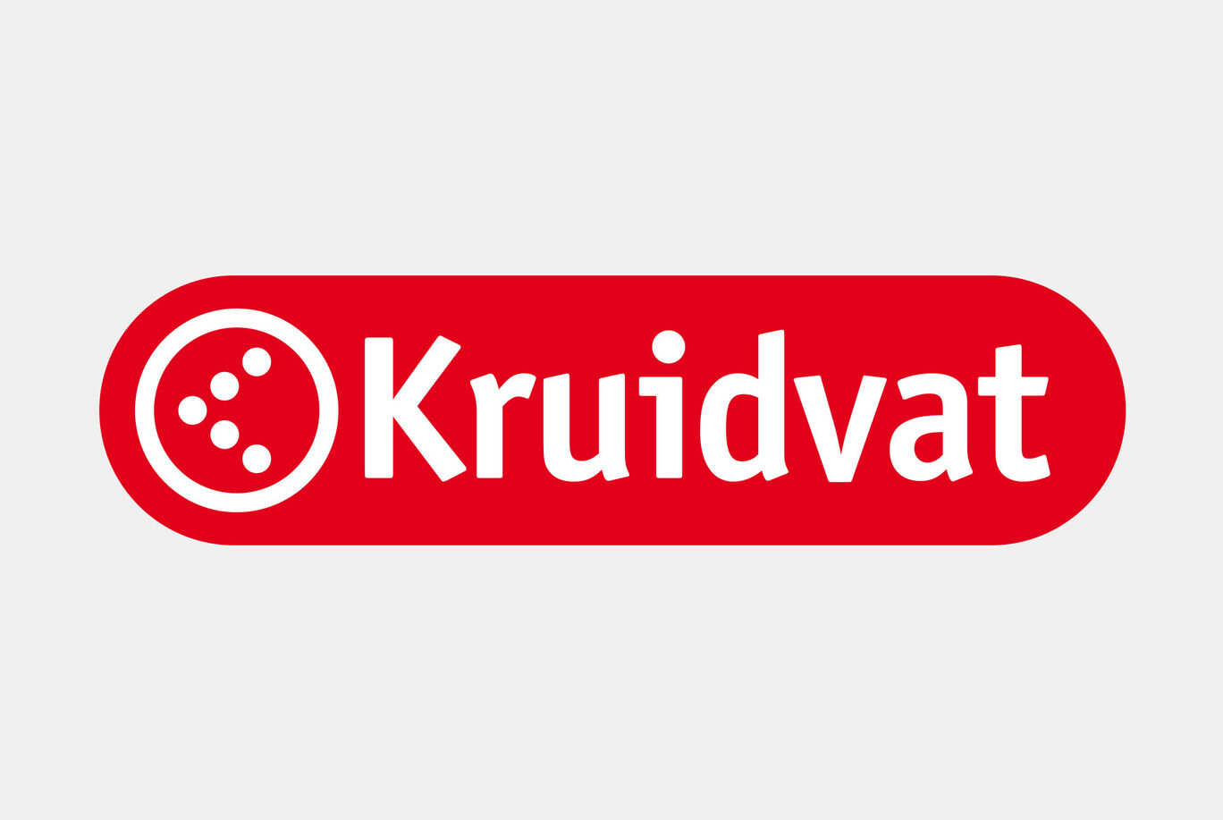 Logo van het merk Kruidvat met rode achtergrond en witte letters